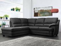 Canapé convertible NEBRASKA avec méridienne gauche éco-cuir noir