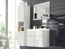 Salle de bain complète MONTELIO 4 portes blanc/blanc laqué avec vasque