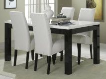 Table repas ROMEO 190 noir laque/blanc laque
