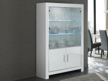 Vitrine MADONNA 4 portes blanc laque avec led