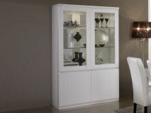 Vitrine ROMEO 4 portes blanc laque avec led