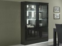 Vitrine ROMEO 4 portes noir laque avec led