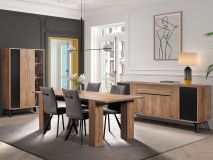 Salle à manger XENA 180 > 230 cm chêne scarlet avec chaises