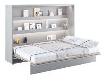 Lit mural escamotable CONCEPTION PRO 140x200 cm gris mat (horizontal) avec matelas