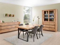 Salle à manger complète OTTIZ 200 cm chêne scarlet