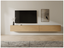 Meuble tv-hifi KINGSTON 2 portes battantes 245 cm chêne noir/chêne