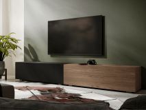 Meuble tv-hifi KINGSTON DUO 2 portes battantes 210 cm noir mat/noyer