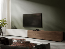 Meuble tv-hifi KINGSTON DUO 2 portes battantes 280 cm blanc mat/noyer