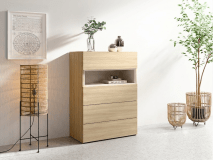 Commode VILLANOVA 4 tiroirs chêne barista