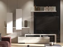 Mur tv-hifi BOTSWANA 2 tiroirs 2 niches blanc/béton