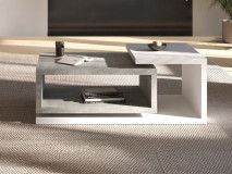 Table basse rectangulaire BOTSWANA 120 cm blanc/béton