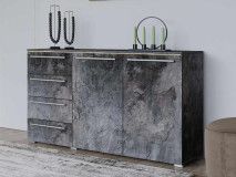 Commode INDIRA 2 portes 4 tiroirs ardoise colorée avec led