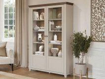 Vitrine EVOCO 2 portes cachemire/chêne dunin avec led