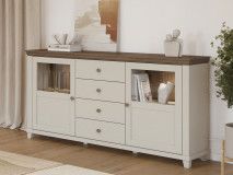 Buffet/bahut EVOCO 2 portes 4 tiroirs cachemire/chêne dunin