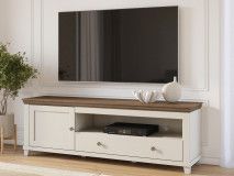 Meuble tv-hifi EVOCO 1 porte 1 tiroir cachemire/chêne dunin