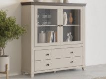 Vitrine EVOCO 2 portes 2 tiroirs cachemire/chêne dunin avec led