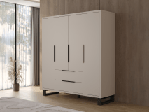Armoire HAMETTE 4 portes 2 tiroirs cachemire