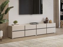 Meuble tv-hifi CROSSAIR 4 portes battantes 4 tiroirs cachemire