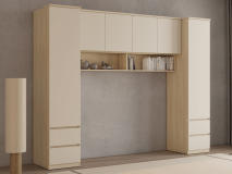 Pont de lit THEODORA 180 cm chêne lindberg/sable fermé