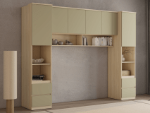 Pont de lit THEODORA 180 cm chêne lindberg/vert eucalyptus semi-ouvert