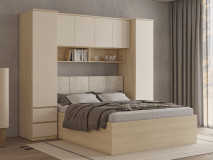 Lit pont THEODORA 160x200 cm chêne lindberg/sable fermé