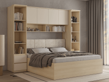 Lit pont THEODORA 180x200 cm chêne lindberg/sable ouvert