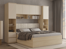 Lit pont THEODORA 180x200 cm chêne lindberg/sable semi-ouvert