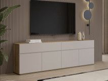 Meuble tv-hifi KRISY 4 portes 2 tiroirs cachemire/chêne mauvella