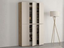 Armoire KRISY 6 portes cachemire/chêne mauvella