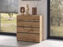 Commode CROSSAIR 4 tiroirs chêne wotan