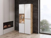 Vitrine CROSSAIR 3 portes blanc/chêne wotan