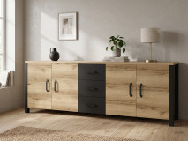 Buffet/bahut OLIANNE 4 portes 3 tiroirs chêne naturel