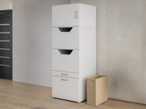 Armoire linge WASHING 2 portes 2 tiroirs avec surmeuble blanc