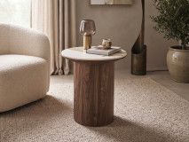 Table d'appoint EVORYA 45 cm marbre blanc/bois
