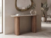 Console EVORYA 120 cm marbre blanc/bois