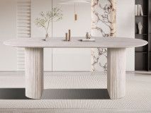 Table repas ovale LARUSSO 200 cm travertin