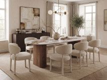 Table repas EVORYA 210 cm marbre blanc/bois