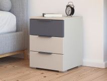 Chevet SAJORIS 3 tiroirs cachemire/gris métallique