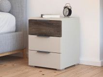 Chevet SAJORIS 3 tiroirs cachemire/chêne atlantique