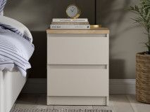 Chevet NAIADE 2 tiroirs cachemire/chêne jackson