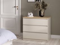 Commode NAIADE 3 tiroirs cachemire/chêne jackson