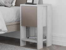 Table de chevet EMAR 1 porte abattante blanc/moka