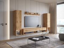 Mur tv-hifi AMADEUS 4 portes chêne wotan avec led