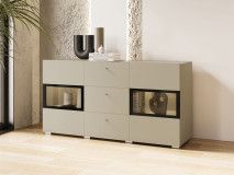 Commode BABEL 2 portes et 3 tiroirs cachemire avec led