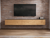 Meuble tv-hifi KINGSTON 2 portes battantes 245 cm chêne noir/chêne doré