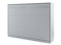 Lit mural escamotable CONCEPTION 140x200 cm gris mat (horizontal) avec matelas