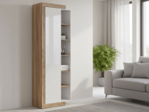 Colonne SINO 1 porte chêne/blanc laqué