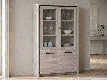 Vitrine ELINA 4 portes chêne gris