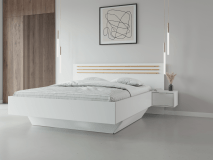 Lit et chevets FLORACE avec tiroir 160x200 cm blanc/chêne artisan