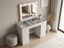 Coiffeuse JESSIE DELUXE 13 tiroirs blanc